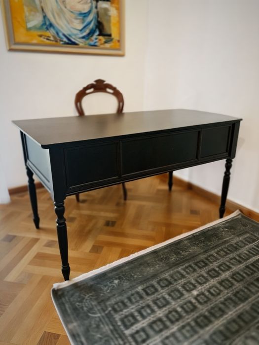 Set birou clasic, bibliotecă și scaune lemn masiv Mobexpert