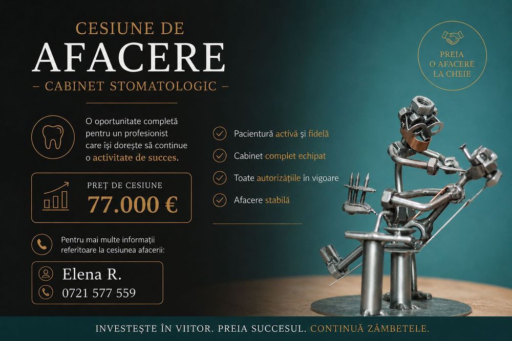 Cesiune cabinet stomatologic complet echipat – București – 77.000 €