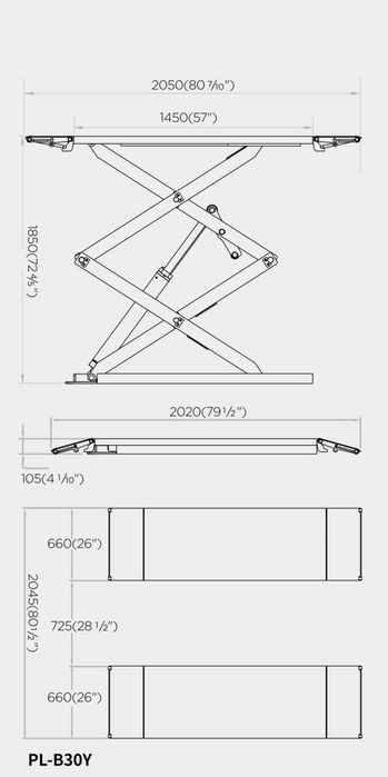 НЕМСКИ Ножичен Подемник ROCKFORCE В30Y 3 Тона (105-1850мм) + ЛЕД ФЕНЕР