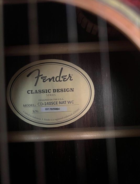 Продам гитара FENDER CD-140SCE NAT WC