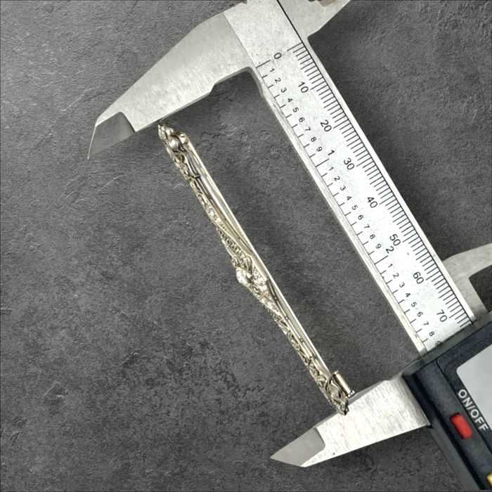 Антична Филигранна Брошка от Бяло Злато 18К с Диаманти
