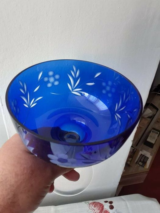 Синя кристална купа,бонбониера