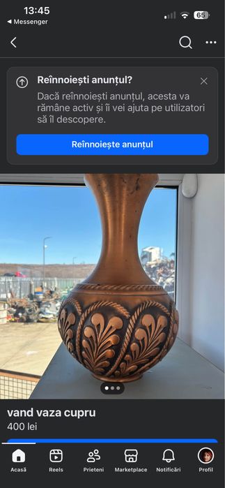 vand vaza mare cupru