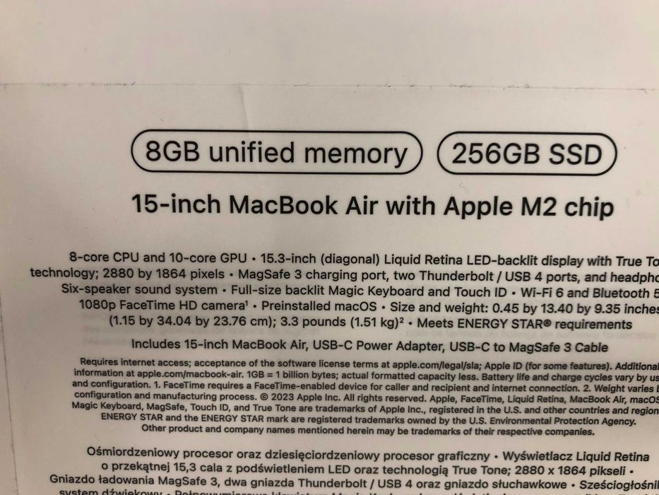 Macbook Air 15 М2 - 256gb - 99% батерия