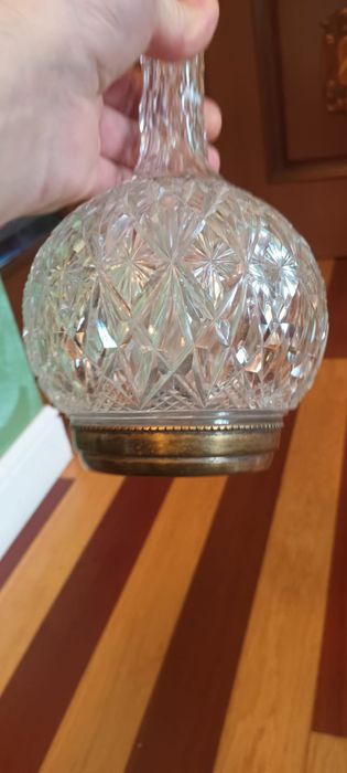 Sticla veche din cristal și metal Argintat!