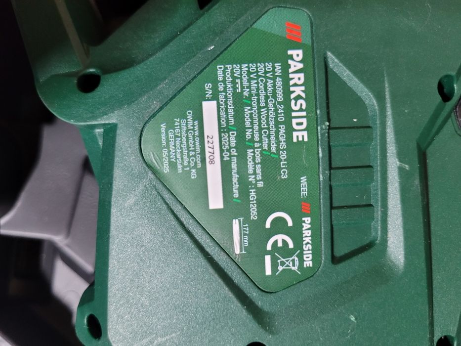 Верижен инструмент за клони Parkside PAGHS 20-LI C3