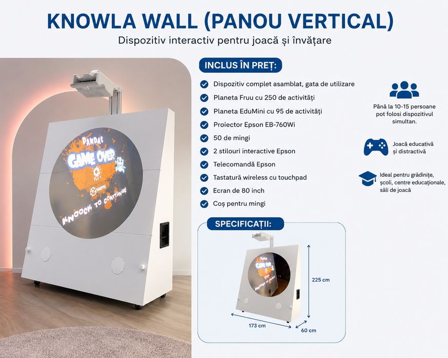 Vând  Knowla Wall/Panou vertical/tabla interactiva
