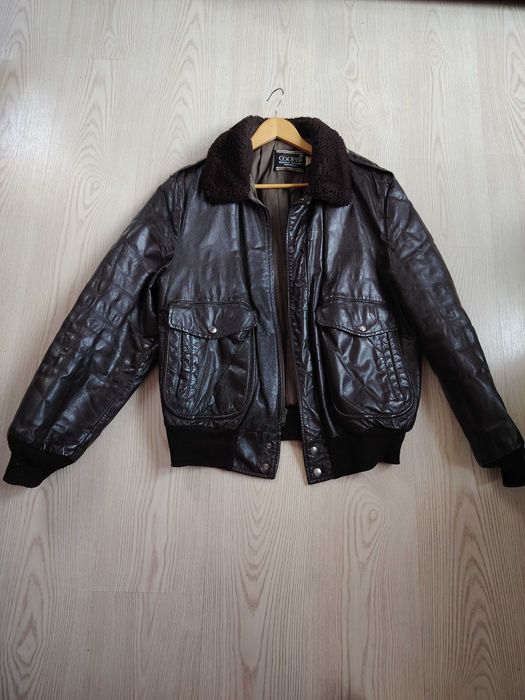 VINTAGE Cooper Leather Bomber A-2 Jacket 38R Sherpa Lined Brown