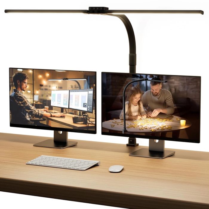 Димируема двойна настолна лампа – Черна 75 см