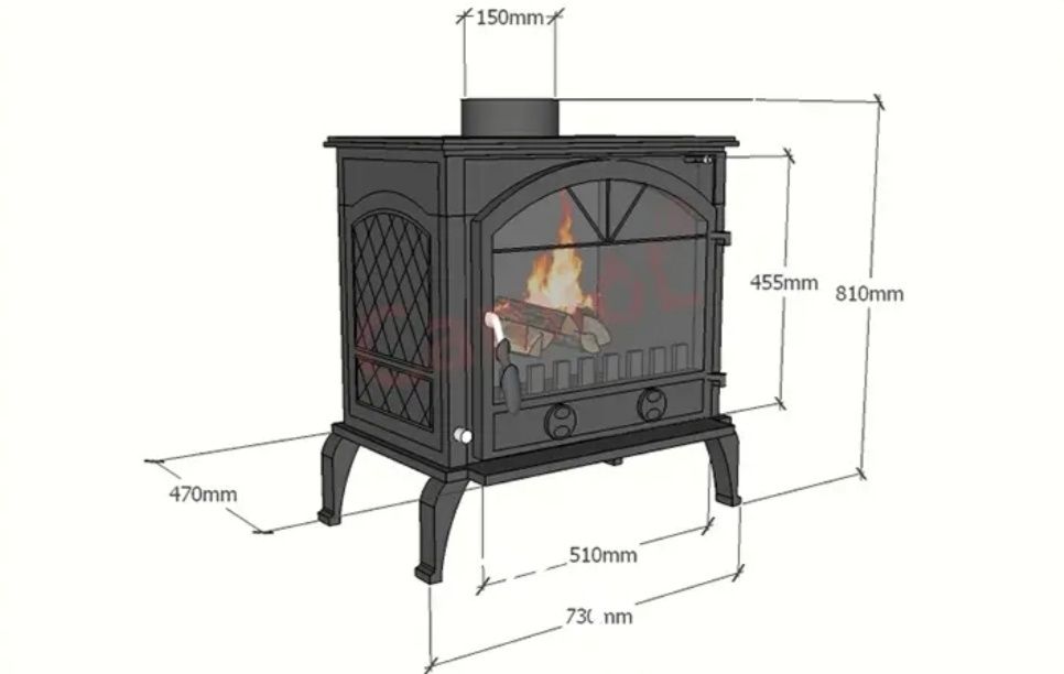 Печь камин чугунная