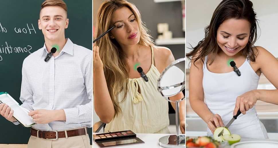 Безжичен микрофон с клипс за смартфон, айфон, лаптоп, подкаст, влог