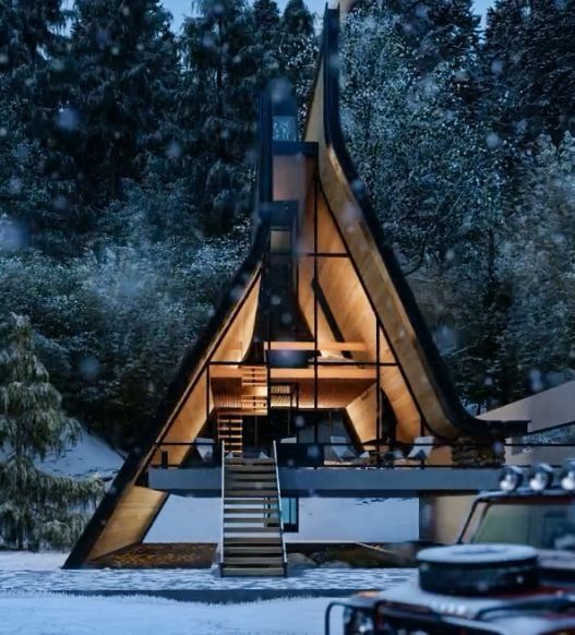 A-frame дом для дачи и загородного отдыха