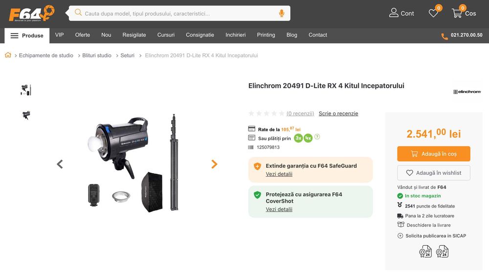 Kit Elinchrom RX4 - blitz studio, softbox, trigger, stativ, geanta