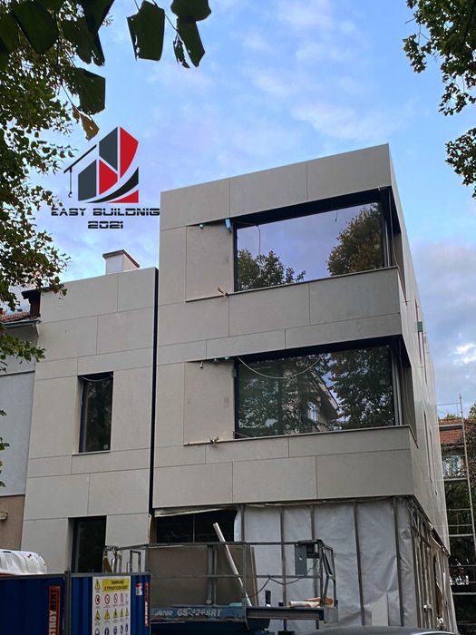 Монтаж на фасади от еталбонд, hpl, керамика