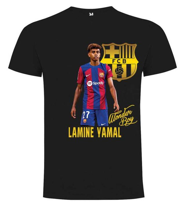 ФЕН тениски LAMINE YAMAL Барселона BARCELONA 4 ЦВЯТА! Или С Твоя идея!