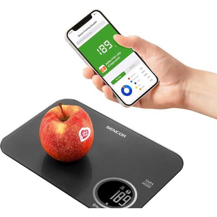 Cantar de bucatarie Sencor SKS 7078BK Smart Bluetooth Negru, garantie