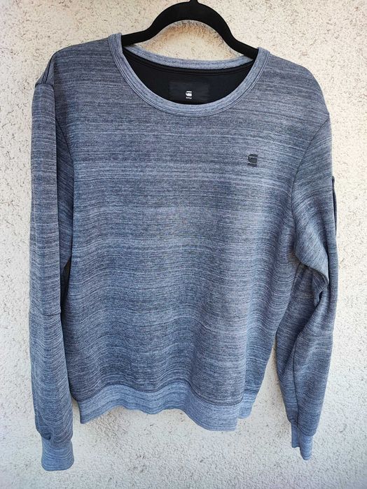Pulover G-Star Raw gri-albăstrui melanj, bumbac, mărimea M