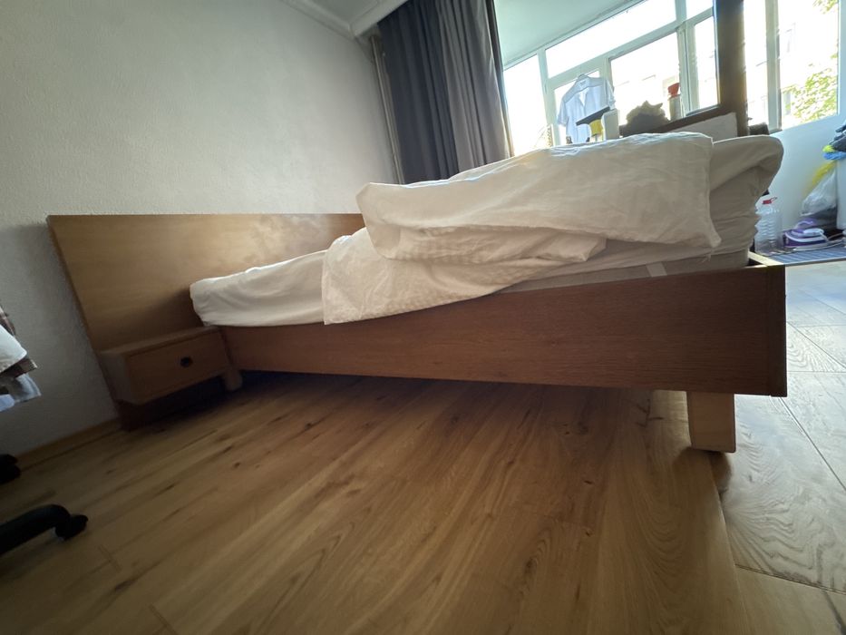 Vand pat cu somiera si saltea ferma ikea VATNESTRÖM
