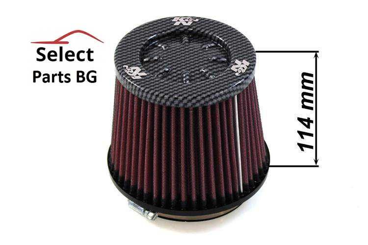 Спортен филтър конус K&N 114мм вход 100мм, карбон