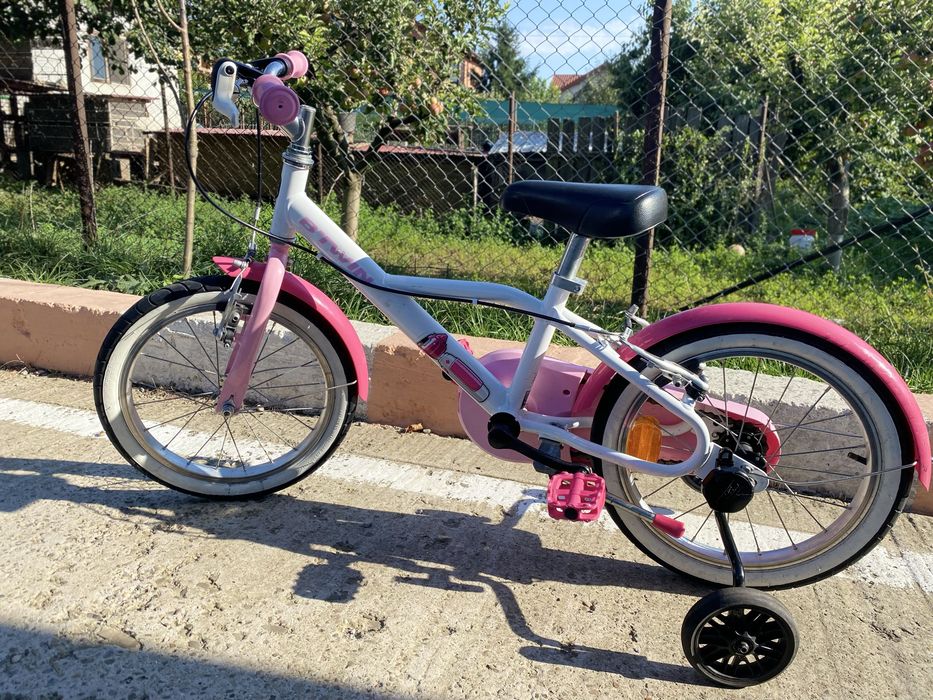 Bicicletă copii B’TWIN – roți 16”, cu roți ajutătoare
