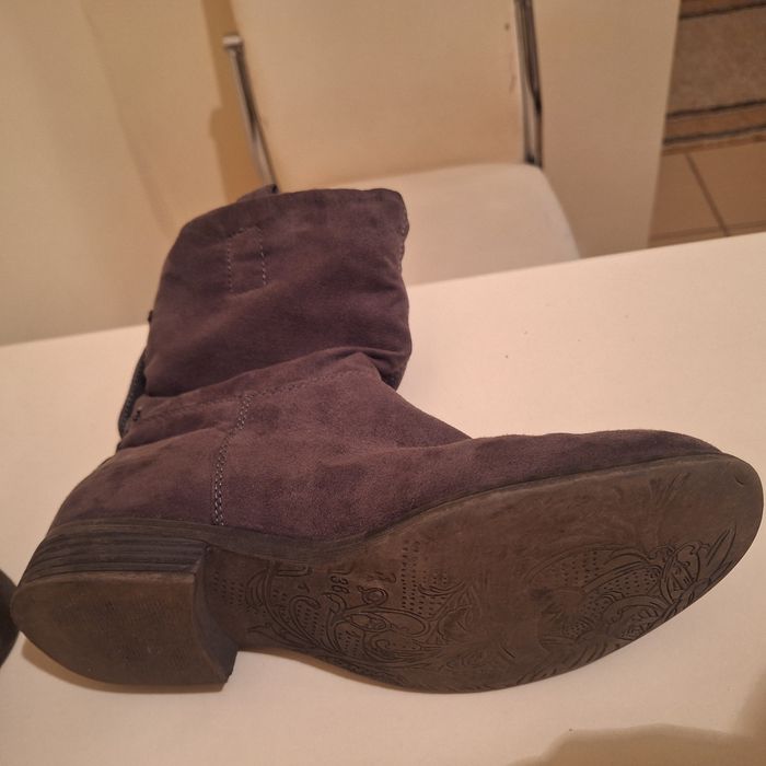 Cizme piele gri frumoase comode