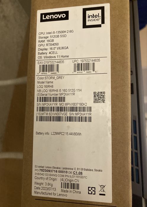 Laptop Lenovo LOQ, RTX 4050, I5-13500H