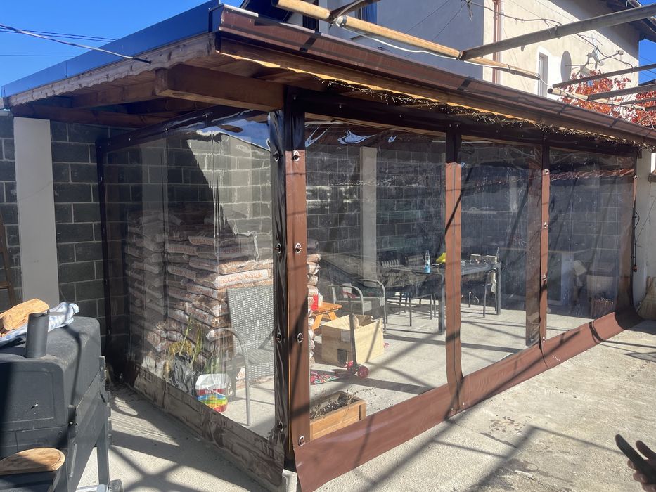 Ветроупорни завеси,тенти,брезенти,покривала,винил,барбекю,тераса,шатра