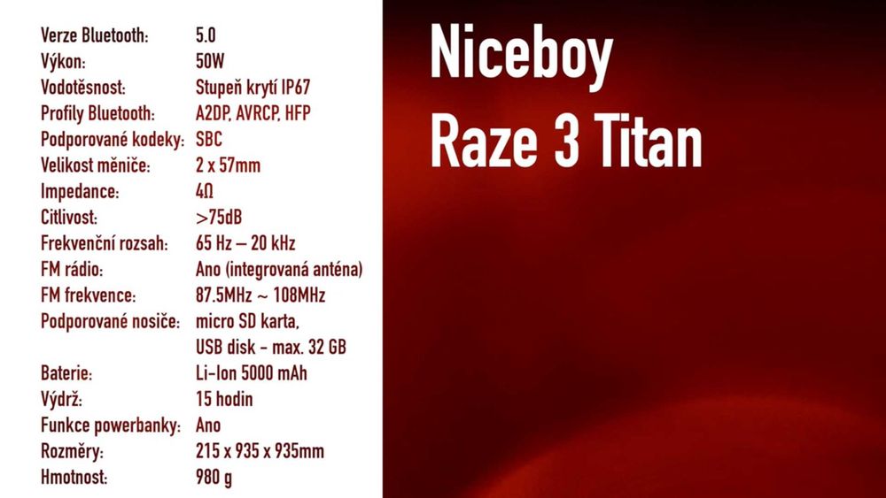 Boxa portabila cu bluetooth, Niceboy RAZE 3 Titan, 500 lei.