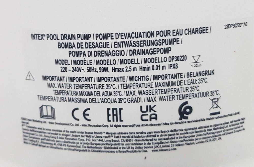 Pompa pentru evacuare apa din piscina Intex 28606, 3595 l/h