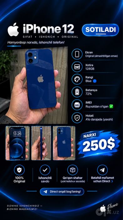 iPhone 12 uzi sotiladi malumot rasmda