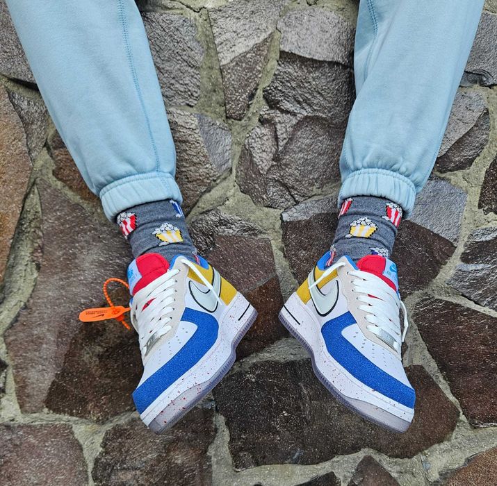Nike Air Force 1 Los Angeles Alb-Galben-Albastru