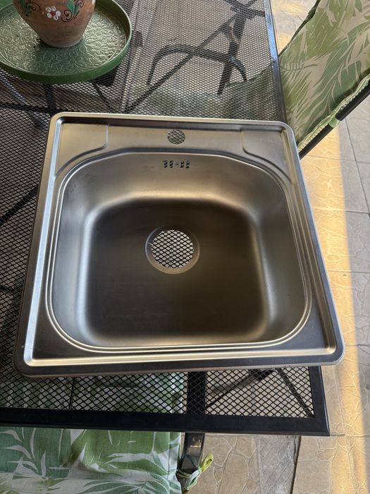Chiuveta inox pentru blat, anticalcar cu preaplin 48x48 cm