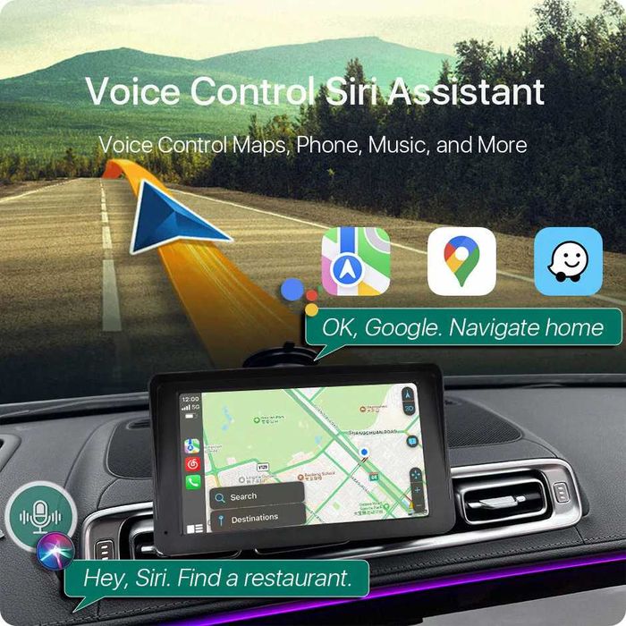 Navigație Auto Universală 7 inch, Apple CarPlay și Android Auto