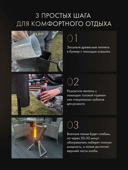 Уличный пеллетный обогреватель-камин Yellow Glow Fuego с гарантией.