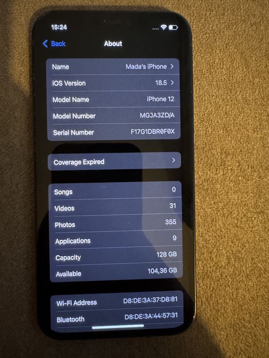 Vand Iphone 12 black 128GB