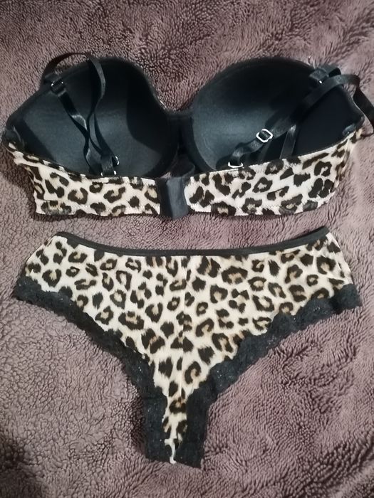 Set elegant lenjerie dama, animal print, H&M, nou, mărime S