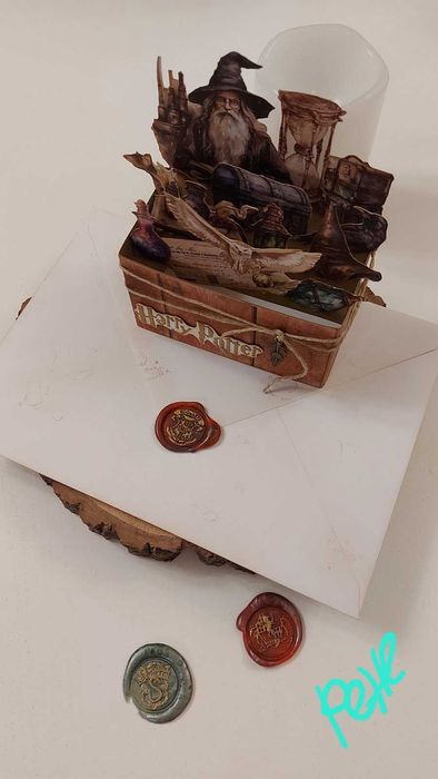 Изскачаща картичка кутия Хари Потър, Алиса, с Феи, ръчно изработена