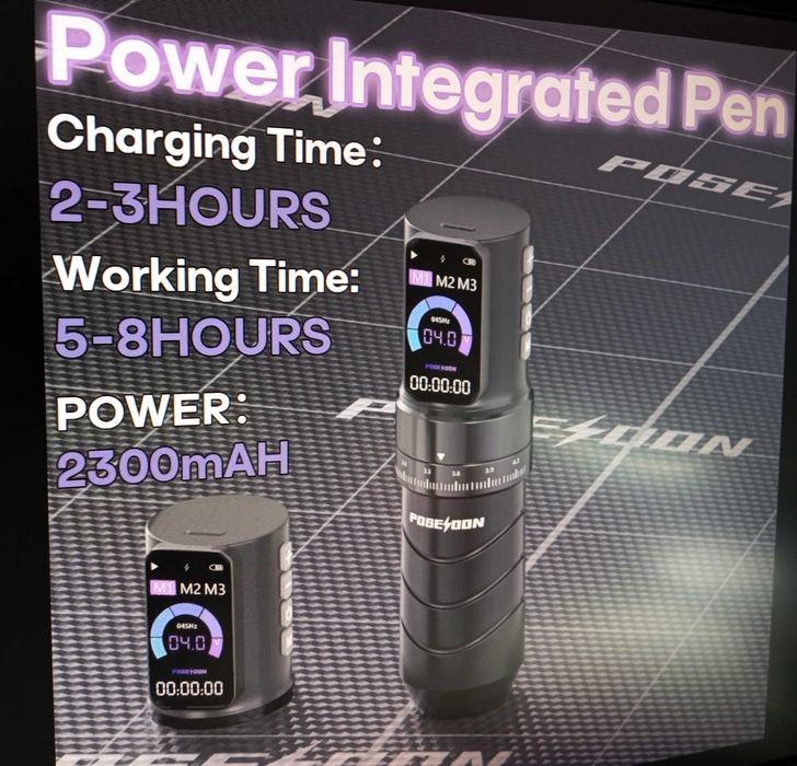 NOU Aparat de tatuat Poseidon Multi Mode și Multi stroke 2.4 - 4.2 mm cu baterie de 2300 mAH
