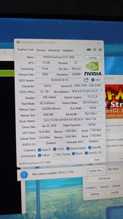 Asus Gtx 1650 dual DDR6