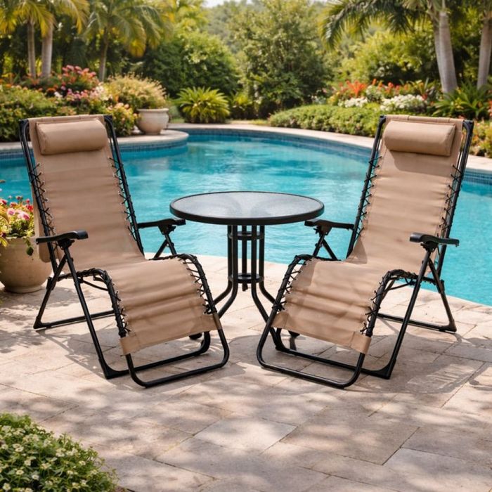 Комплект  2 сгъваеми шезлонга с нулева гравит