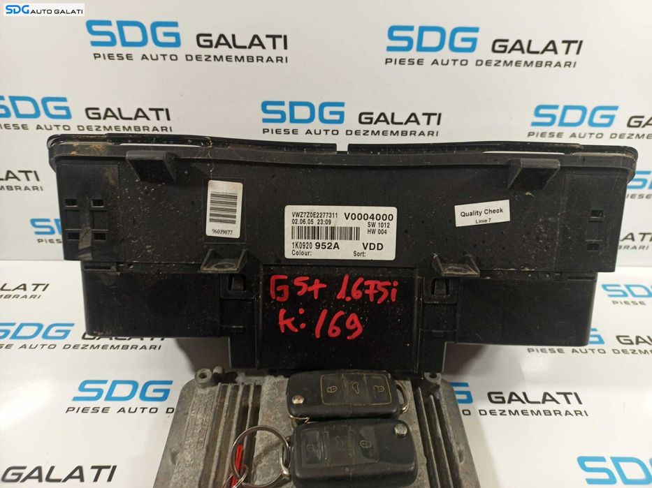 Kit Pornire ECU Calculator Motor Cip Cheie Ceas Ceasuri Bord cu Imobilizator Volkswagen Jetta 3 MK3 1.6 FSI 2005 - 2011 Cod 03C906056CK 0261S02185 1K0920952A [L1930]