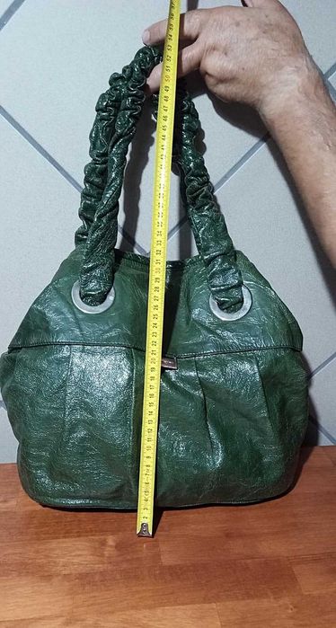 Geantă Nannini piele naturală verde oliv