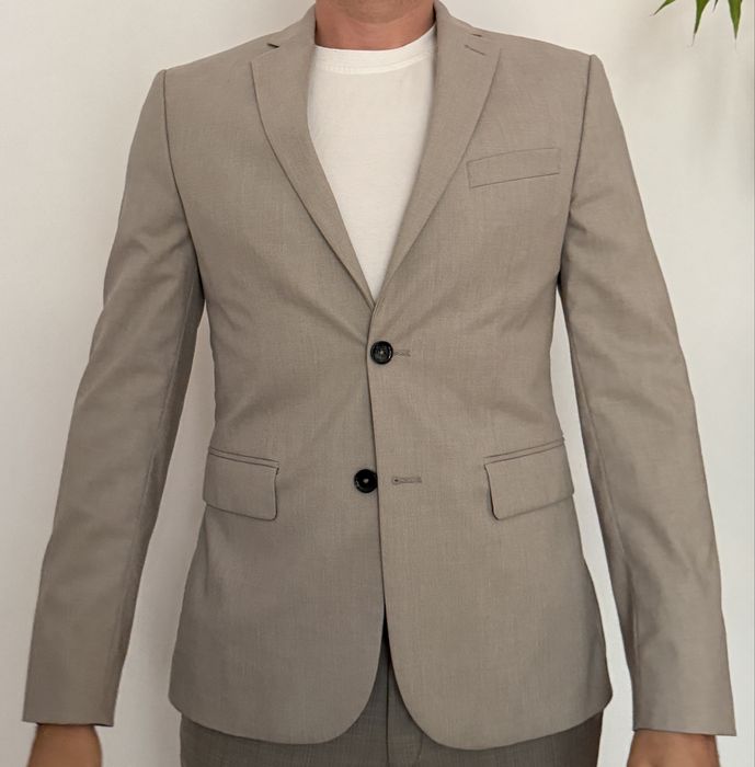 Sacou Mango Man Slim Fit, bej/taupe, mărimea 48