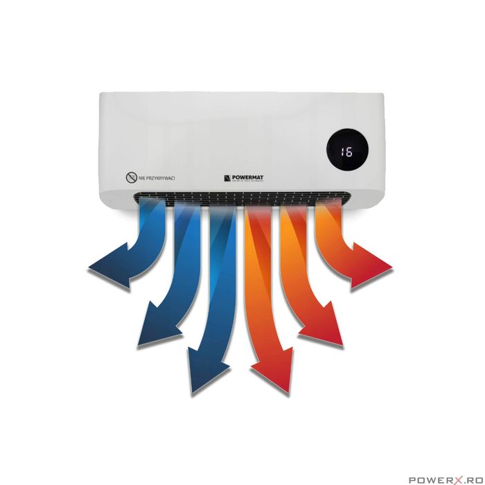 Incalzitor, aeroterma electrica de perete, cu telecomanda, 2000W,