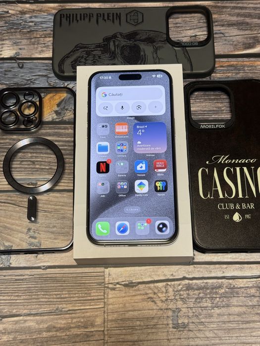 iPhone 15 Pro Max White Titanium - ca Nou, 100% Baterie