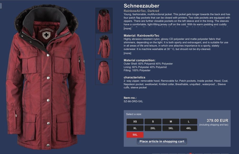 Geaca de iarna Wellensteyn Schneezauber ORIGINALA 5XL