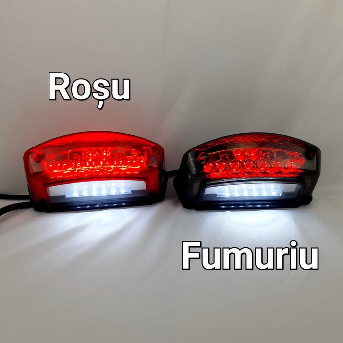 Lampă Stop LED Universală 12V pentru ATV, Quad, UTV și Motocicletă – Poziție + Frână, Lentilă Roșie Sau Fumurie, Design Sport – B22