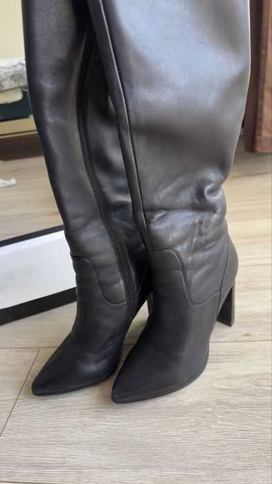 Кожанные ботфорты