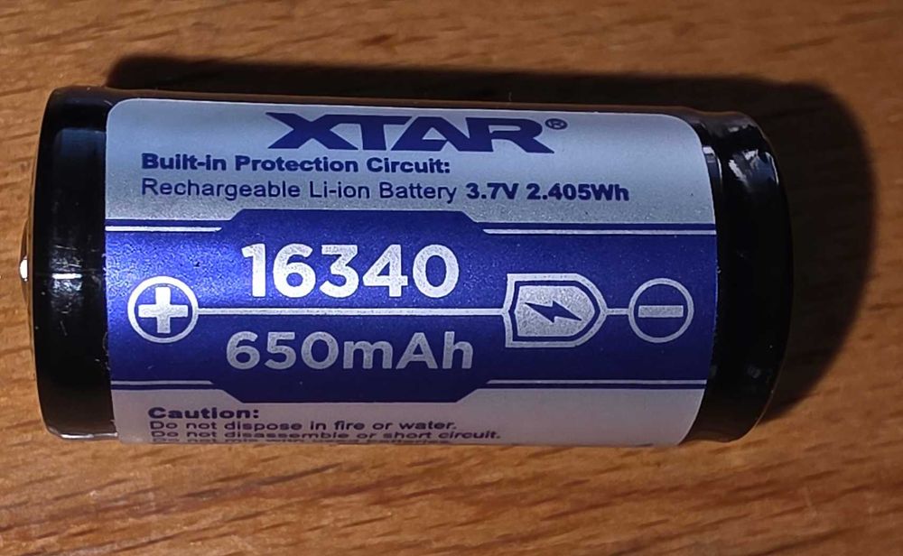 Нова презареждаема Йонно-Литиева Батерия Xtar 16340 650mAh