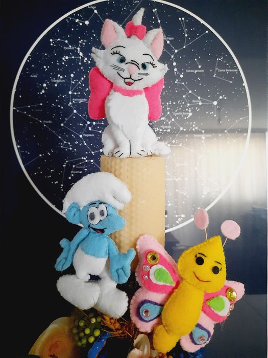 Figurine fetru lumanare botez